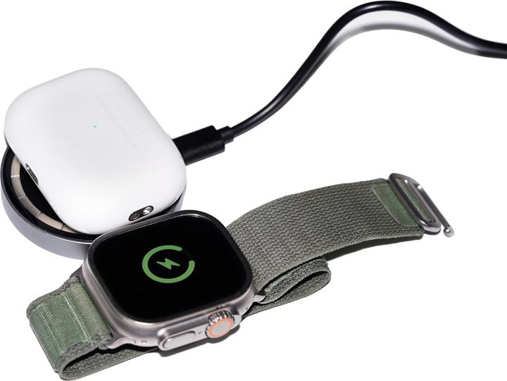 Actual product image Deltaco 2-in-1 wireless charger 15W transparent (7 W)