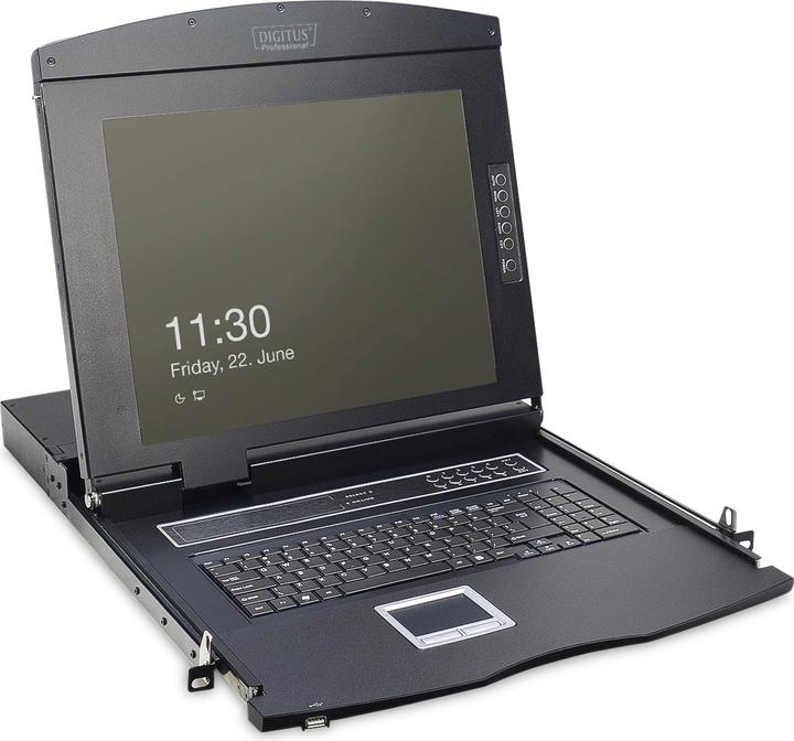 Produktbild Digitus Modulare Konsole mit 43,2cm 17Zoll TFT ohne Tastaur ohne KVM Modul RAL 9005 - schwarz