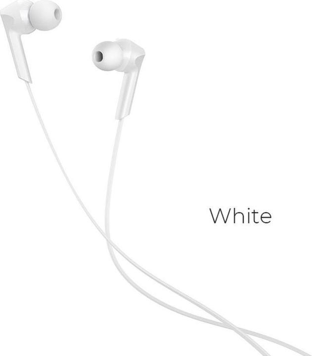 Actual product image Hoco Wired headphones wire earphones Jack 3,5 mm with microphone M72 white (Cable)
