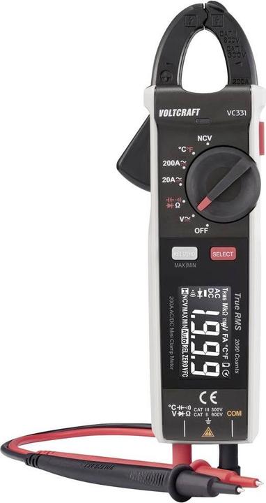 Voltcraft VC-331 Stromzange CAT II 600 V, CAT III 300V Anzeige (Counts): 2000 (CAT II 600V, CAT III 300V)