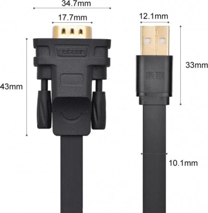 Produktbild Ugreen USB 2.0 zu Seriell DB9 Kabel RS232 DB9 USB (1 m)