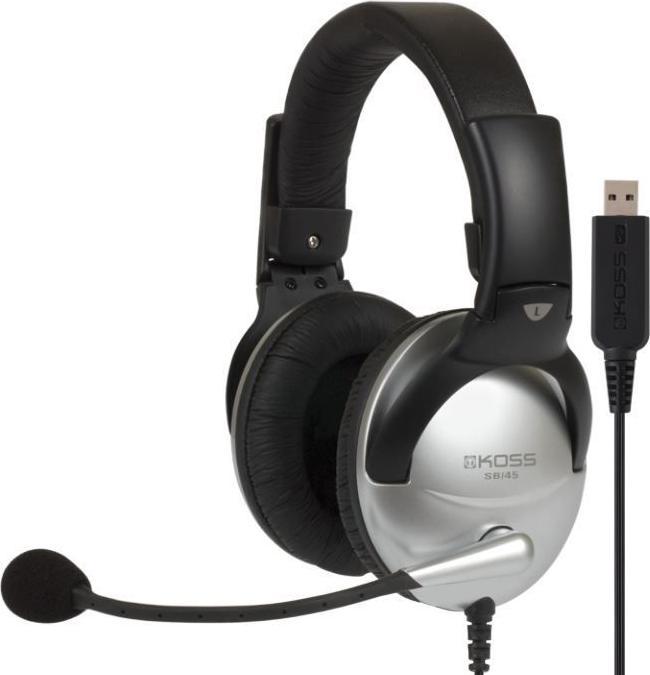 Koss Ausines Gaming-Kopfhörer SB45 USB-Kopfband On-Ear, USB, Mikrofon, Sidabrinis Juodas, Noice-Abbruch (Kabelgebunden)