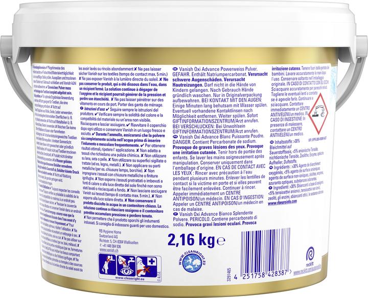 Immagine prodotto Vanish Oxi Advance Gold (75 Cicli di lavaggio, Detersivo in polvere)