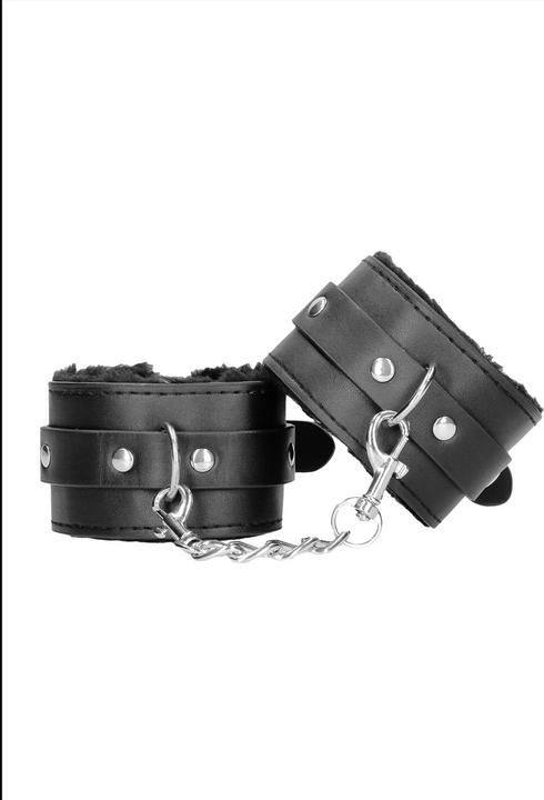 Actual product image Ouch! Plush Bonded Leather Hand Cuffs - With Adjustable Straps