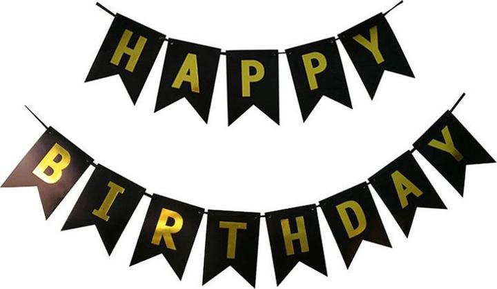 Guirlande 'Happy Birthday' Noir