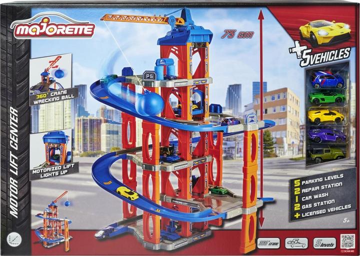 Image du produit Majorette garage avec ascenseur et 5 voitures