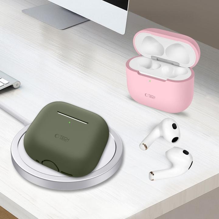 Produktbild Tech-Protect Silikonhülle für Apple AirPods 4 - Beige (Kopfhörer Tasche)