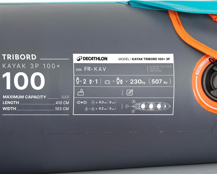 Immagine prodotto Tribord Inflatable canoe kayak 2/3 person - 100+ Blue (3 pers.)