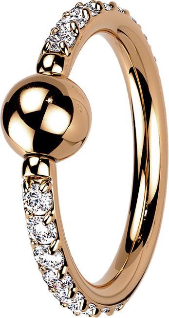 Star Piercing Ball Closure Ring rosegold seitlich Kristalle silber (Titan G23, ohne Messing)
