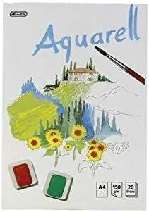 Herlitz Aquarell-Block, 210 x 298 mm, Inhalt: 20 Blatt 150 g-qm, weiss, rauh, Studienqualität (A4, Blanko, Harter Einband)