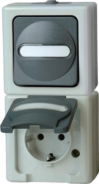 Produktbild Kopp Schalter/Steckdosen-Kombination grau