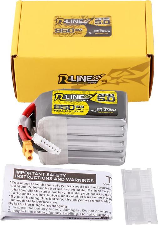 Produktbild Tattu R-Line Wersja 5.0 850mAh 22.2V 6S1P 150C Lipo XT30U-F (22.20 V, 850 mAh)