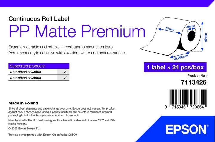 Label énergétique Epson Étiquette d'imprimante blanche (5.10 cm)