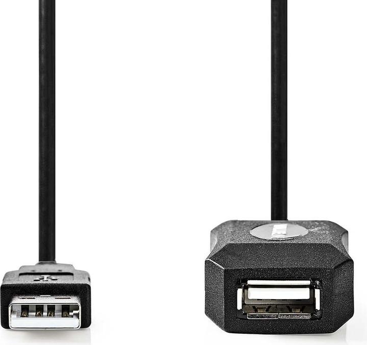 Image du produit Nedis Câble USB actif | USB 2.0 | USB-A mâle | USB-A femelle | 480 Mbps | 5.00 m | Rond | Vernick (5 m, USB 2.0)