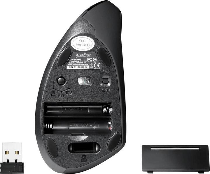 Produktbild Perixx PERIMICE-813, ergonomische Multi-Device Maus, schnurlos, schwarz (Kabellos)