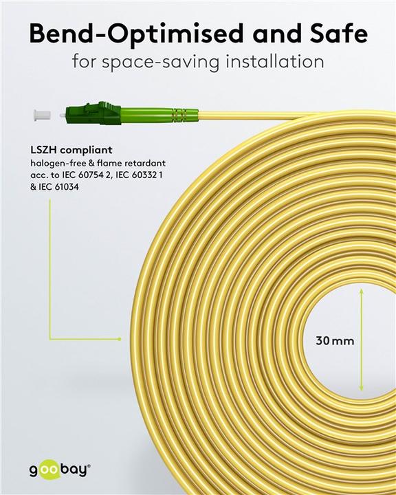Produktbild Goobay Glasfaserkabel FTTH, Singlemode OS2 Yellow, Gelb Simplex, 10 m (10 m)