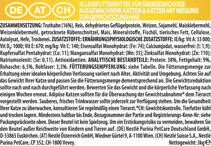 Valori nutrizionali e ingredienti Pro Plan Luce (Adulto, 1 pz., 3000 g)