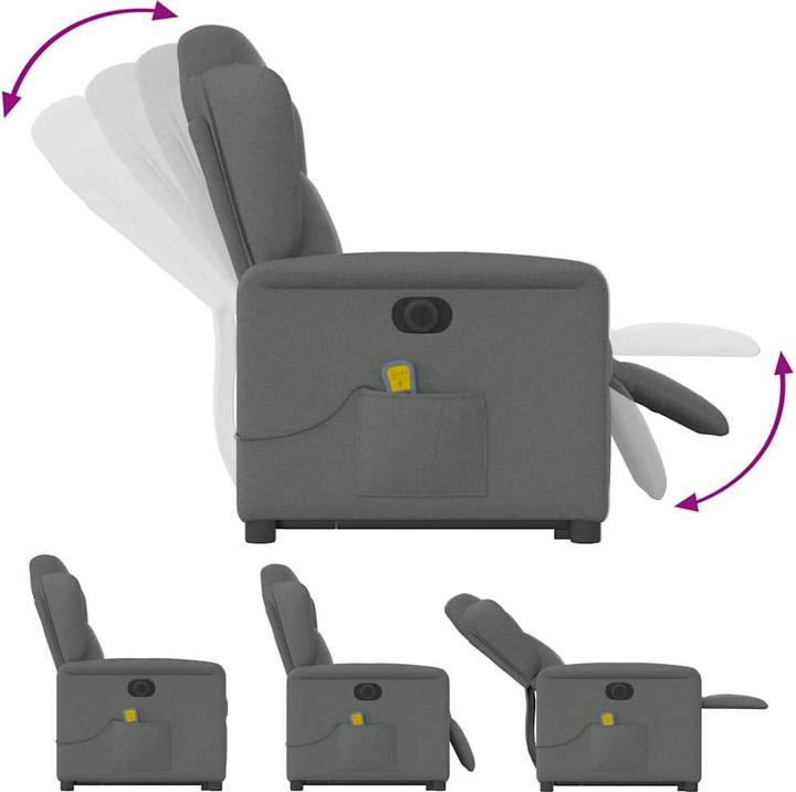 Image du produit VidaXL Fauteuil de massage électrique avec fonction releveur Gris foncé Tissu