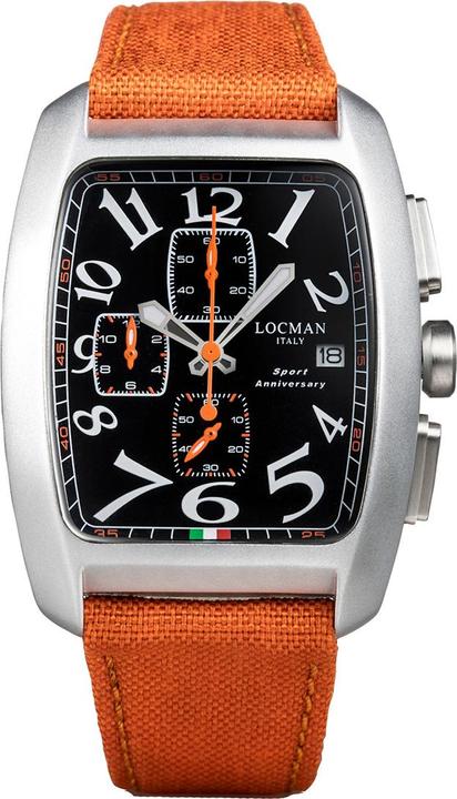 Produktbild Locman Italy Herrenuhr Sport Anniversary Chrono orange/schwarz Ref. 0470 (Chronograph, 37 mm)