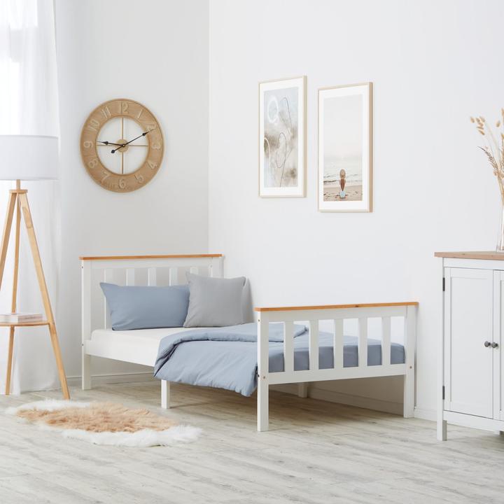 Produktbild Jamb Holzbett 90x200cm Landhausstil Weiss (90 x 200 cm)