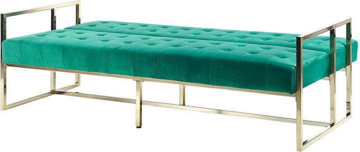 Actual product image Beliani Sofa bed 3-seater velvet fabric emerald green MARSTAL (3-seater)