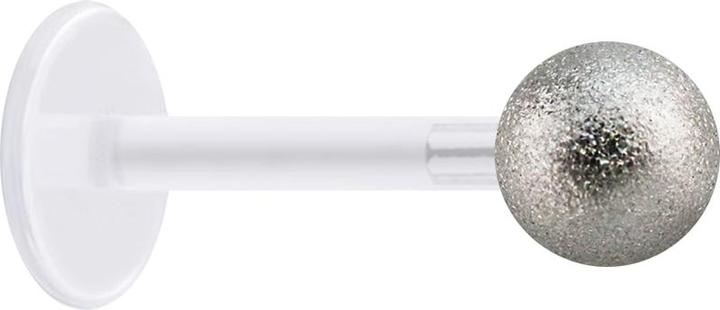 Star Piercing Micro Labret transparent mit Kugel gesprenkelt silber (Chirurgenstahl 316L, Bioflex, ohne Messing)