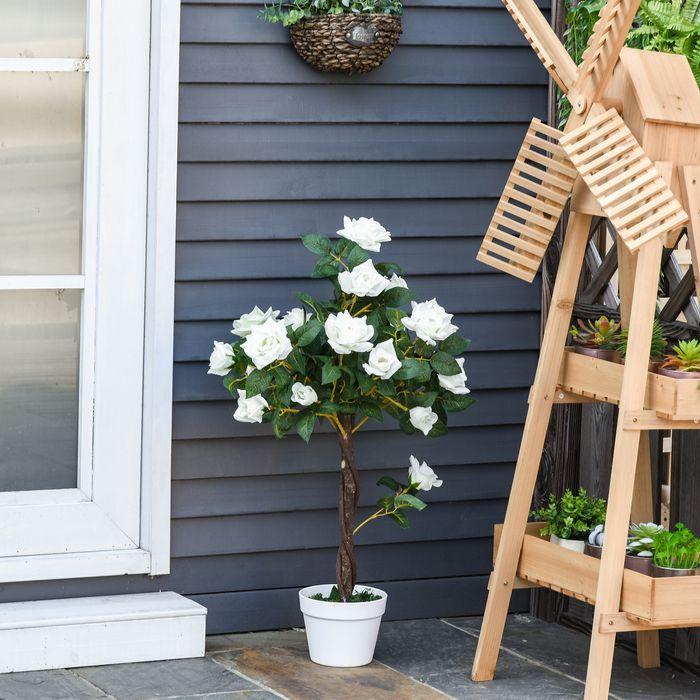 Produktbild Swisshandel24 Künstliche Rosenpflanzen gross 90 cm Kunstpflanze Rosenbaum für Wohnzimmer (90 cm)