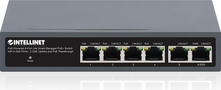 Image du produit Intellinet Commutateur PoE-Powered 6-Port Lite Smart Managed PoE+ Switch 4xGbE 2xGbE-Uplink et PoE-Passthrough (6 Ports)