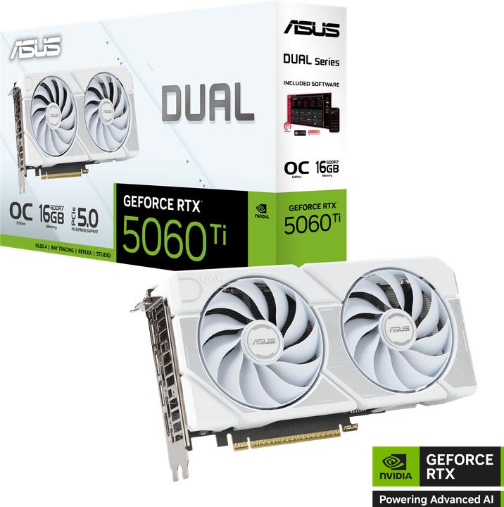 Produktbild ASUS DUAL-RTX5060TI-O16G-WHITE 16GB GDDR7 HDMI DP