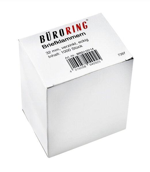Immagine prodotto Büroring Briefklammern 32 mm, verzinkt, eckig, 1000 Stück (1000 x)