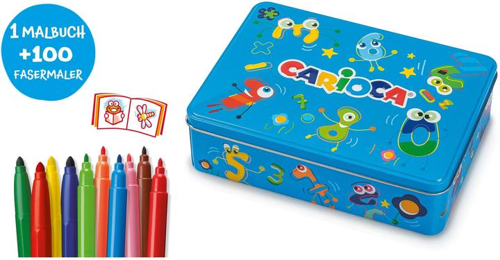 Produktbild Carioca Fasermaler in Metallbox 100-teilig, Blau (Blau, 100 x)