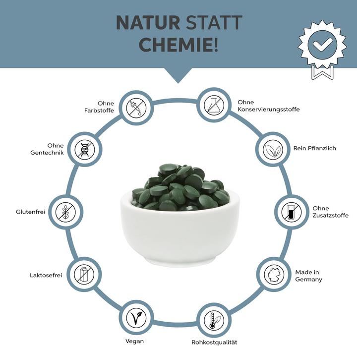 Immagine prodotto Eltabia Compresse di spirulina organica | Qualità premium di cibo crudo (500 Pezzo/i, Pillole)
