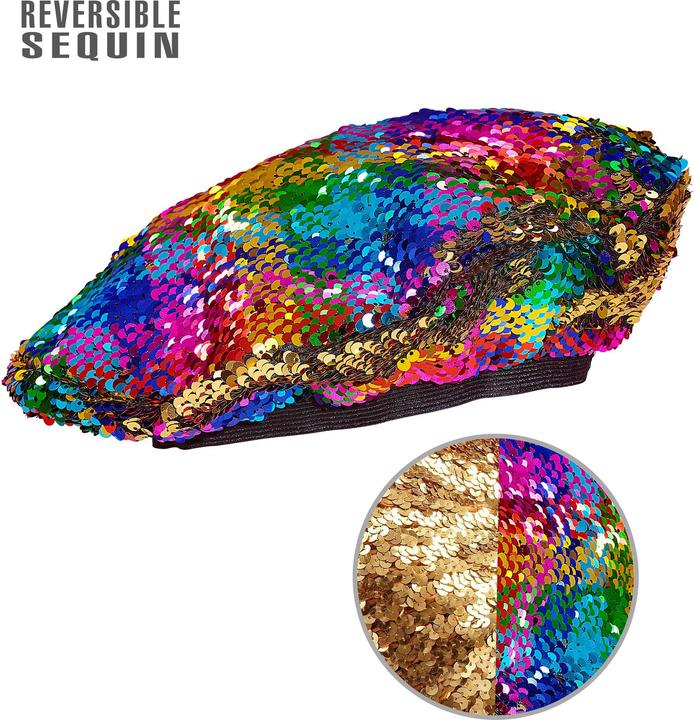 Actual product image Magni Sequin beret rainbow gold