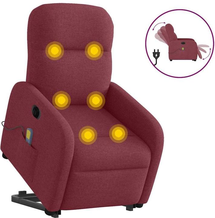 Immagine prodotto VidaXL Poltrona massaggiante elettrica con ausilio per l'assistenza in piedi in tessuto rosso vino