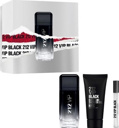 Produktbild Carolina Herrera 212 Vip Black For Men Set Eau De Parfum 100ml + Eau De Parfum 10ml + Duschgel 100 (Parfum set)