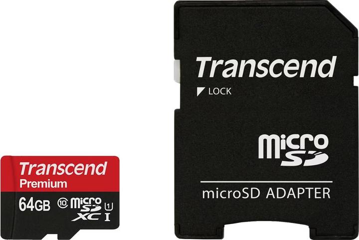 Actual product image Transcend microSDXC Premium 400x UHS-I (64 GB, microSDXC, U1, UHS-I)