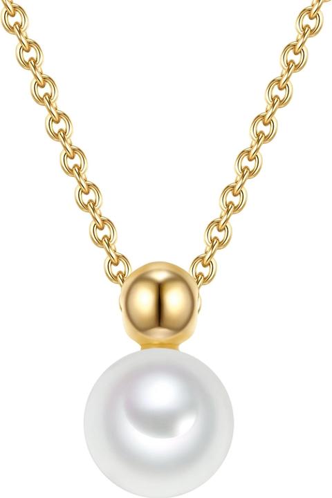 Immagine prodotto Valero Pearls Donna Argento 925 Perle d'acqua dolce coltivate Oro giallo 40,0 cm Lunghezza base + 5,0 cm (Argento, 40 - 45 cm)