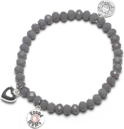 Immagine prodotto Proud MaMa Bracciale, cuore grigio (Perline di vetro su nastro elastico)