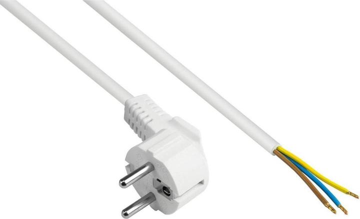 Produktbild Varia Netzkabel Schutzkontakt-Stecker Typ EF an abisolierte Enden, wei, 0,75 mm, 2 m (2 m)