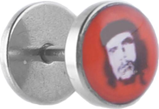 Star Piercing Fake Plug silber mit Che Guevara (ohne Messing, Chirurgenstahl 316L)