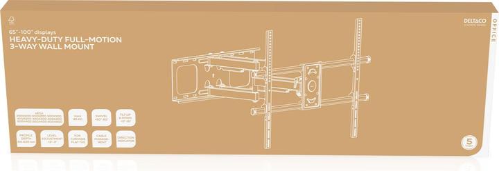 Produktbild Deltaco ARM-0261 TV mount (100") Black (Wand, 100", 85 kg)