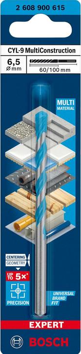 Actual product image Bosch Professional Zubehör Expert CYL-9 MultiConstruction drill, 6.5 x 60 x100 mm, d 5.5 mm (6.5 millimetres)