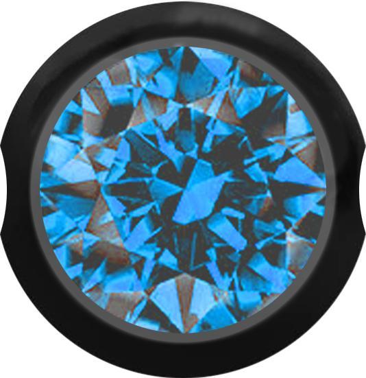 Star Piercing Ball Closure Kugel schwarz mit Kristall hellblau (ohne Messing, Chirurgenstahl 316L)