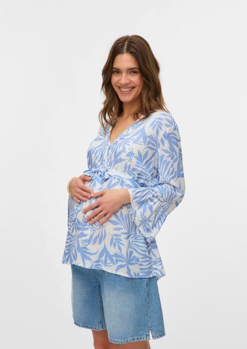 Produktbild Mamalicious Locker geschnitten V-Ausschnitt Ärmelbündchen mit Rüschen Weite Ärmel Top Bluse (S)