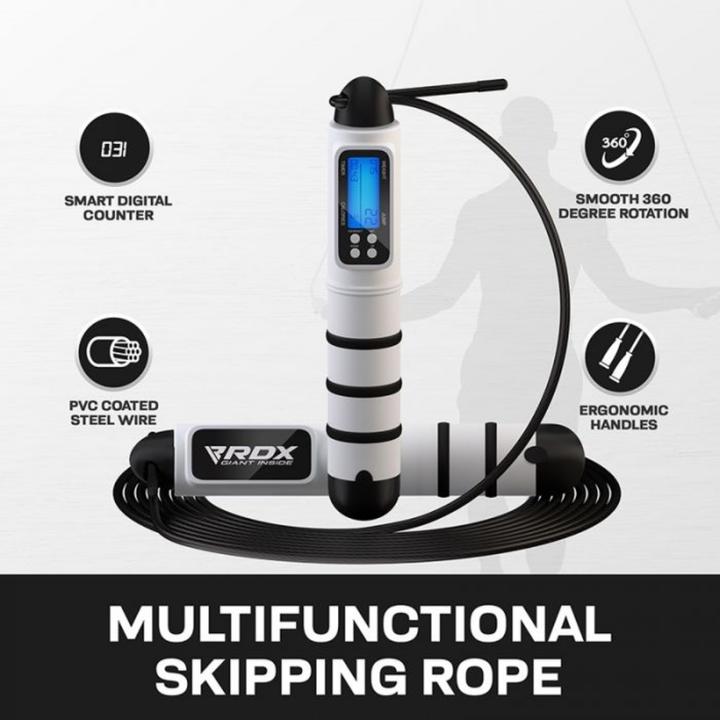 Produktbild Rdx Digitaler Kalorienverbrauch & Workout Zähler 3m10 Verstellbares Springseil (304 cm)