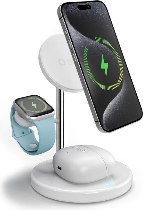 Image du produit SBS Station de recharge sans fil Qi2 3x1 pour iPhone 16/15/14/13/12, smartphones Android, Apple Watch (15 W)