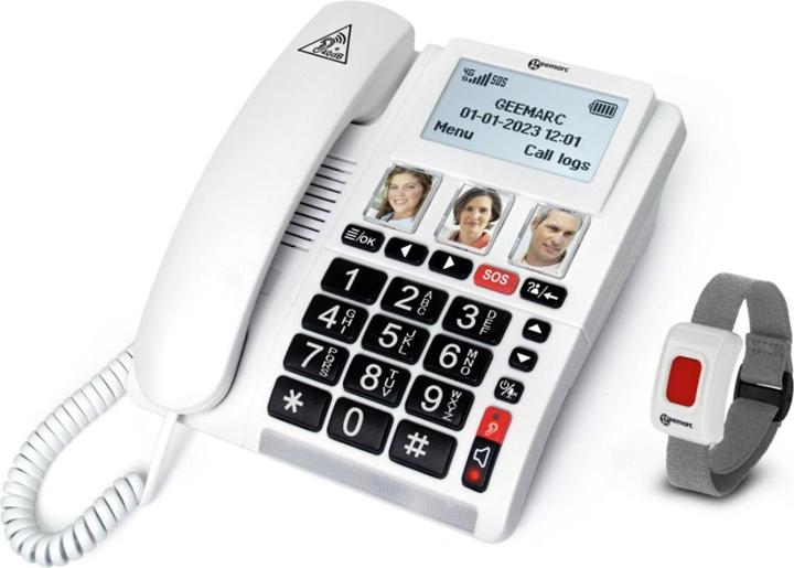 Immagine prodotto Geemarc CL9000 - Telefono di emergenza con cavo 4G e braccialetto per chiamate di emergenza