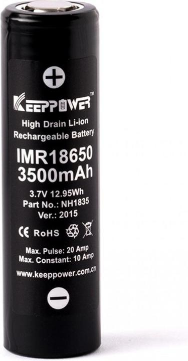 Actual product image Keeppower Battery IMR18650 (3500 mAh, 12.95 Wh)