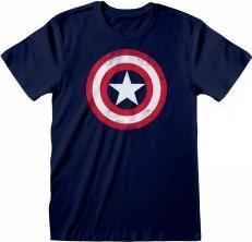 Actual product image Heroes Inc Marvel - T-shirt unisexe Bleu Marine Logo vieilli du bouclier de Captain America - S (S)