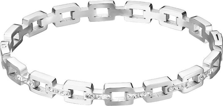 Star Piercing Armkette silber quadratische Glieder Kristalle silber (17 cm, Chirurgenstahl)